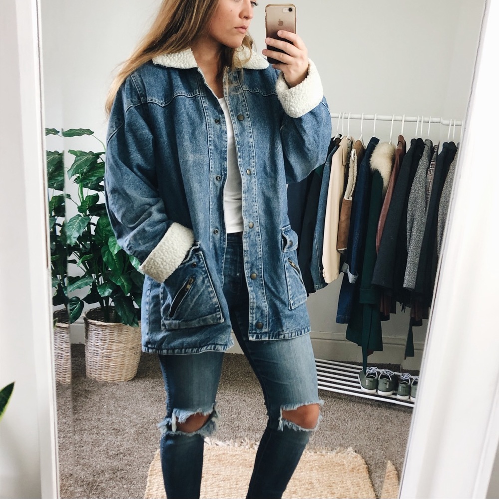 Vintage • Flannel Lined Oversized Jean Jacket